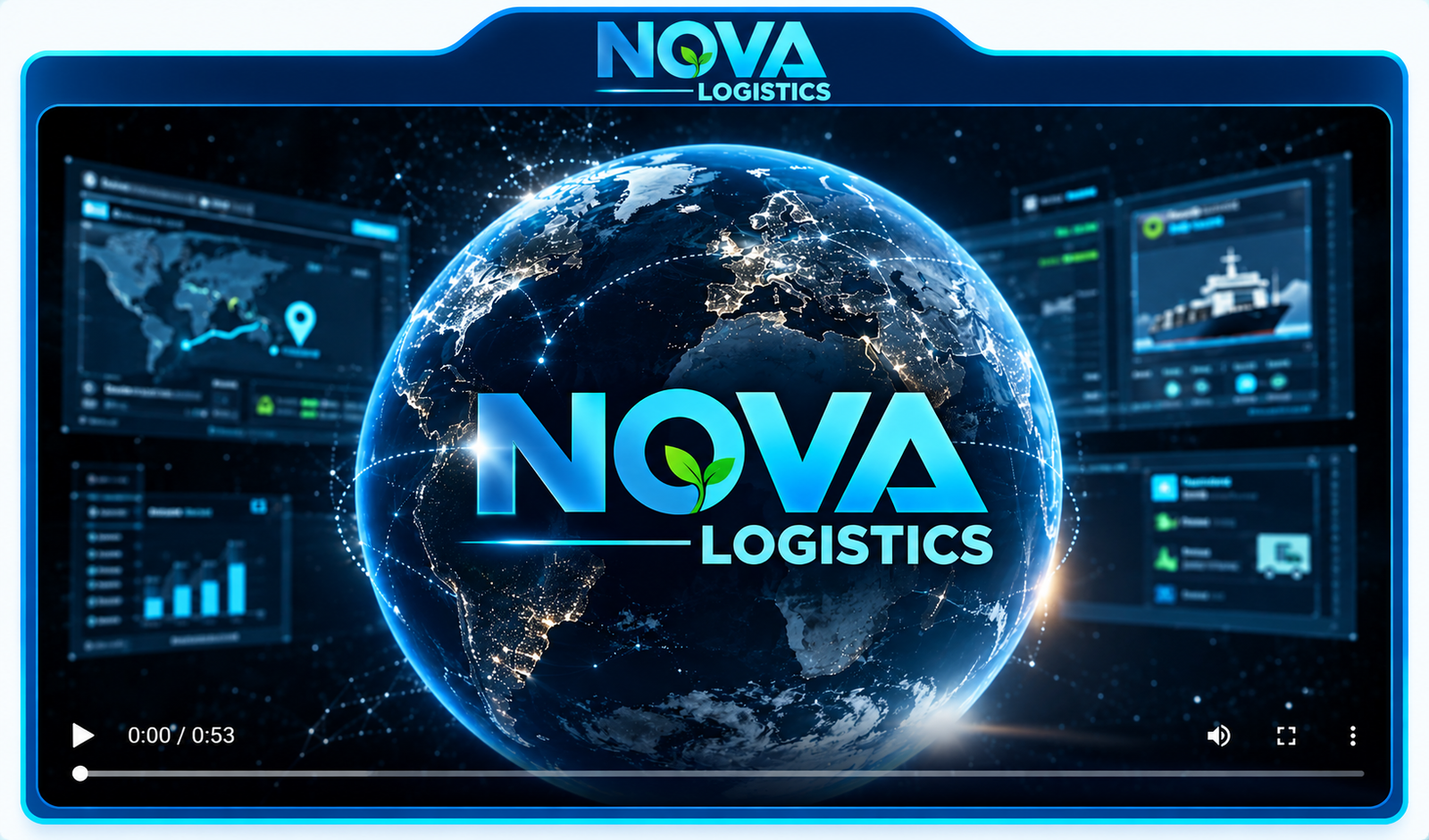 NOVA Logistics — identité visuelle avec globe et réseau mondial
